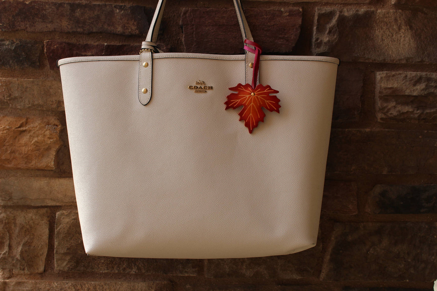 Genuine Leather maple leaf Ornaments purse charm