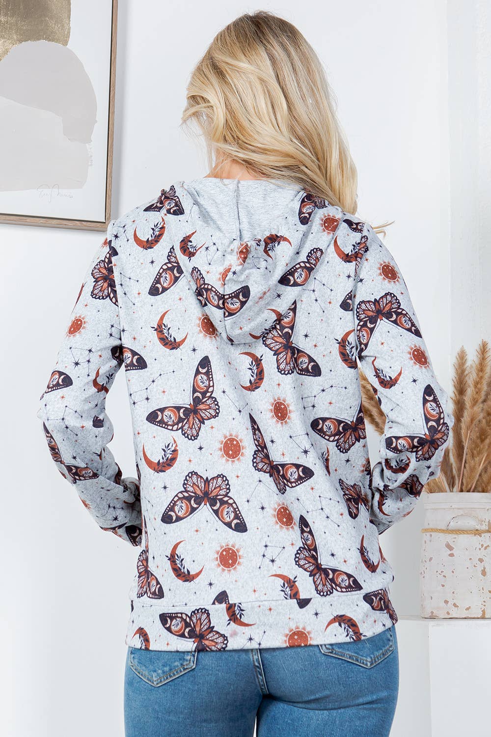 Bohemian Butterfly Soft Sweater Knit Pullover Hoodie