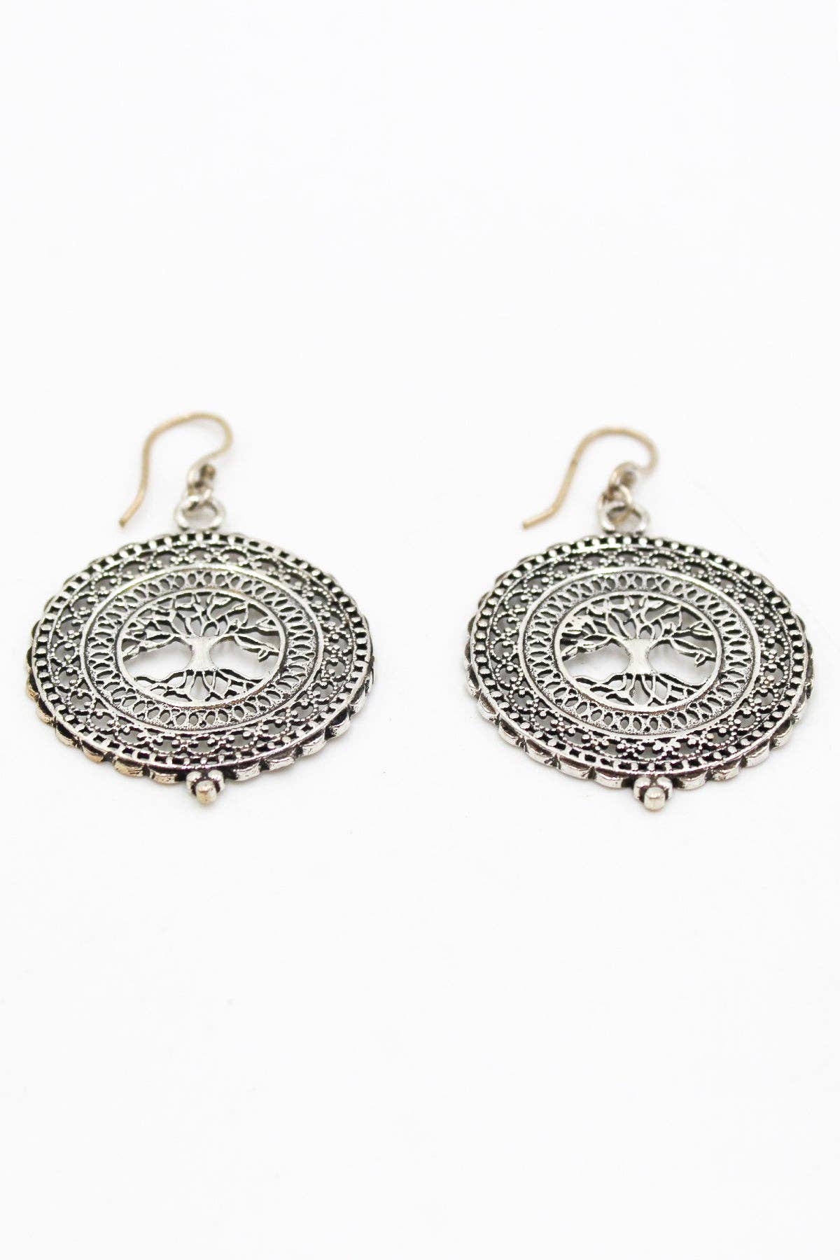 Mandala Tree of Life Hoop Earrings