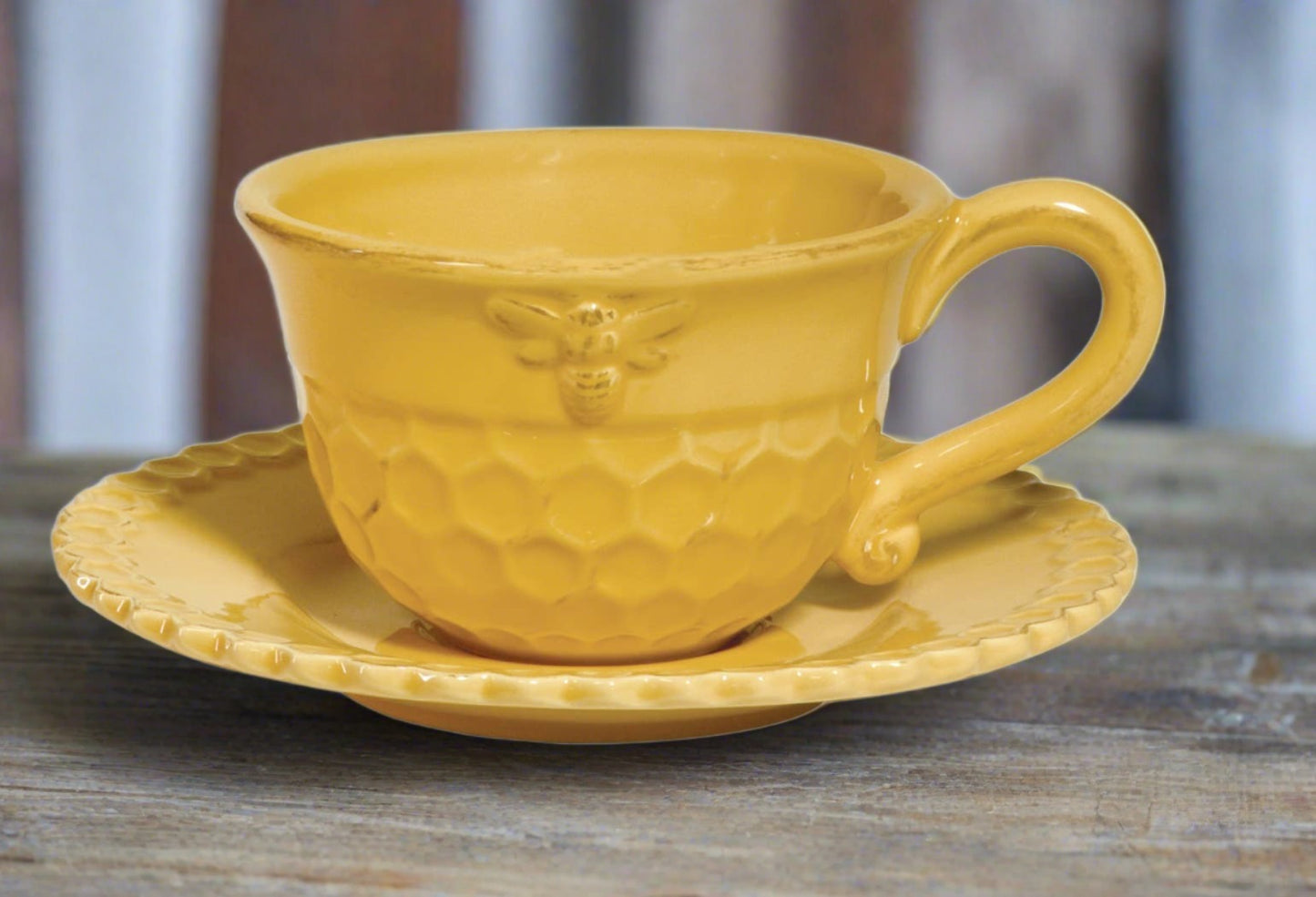 Honeycomb Ceramic Teacup & Saucer