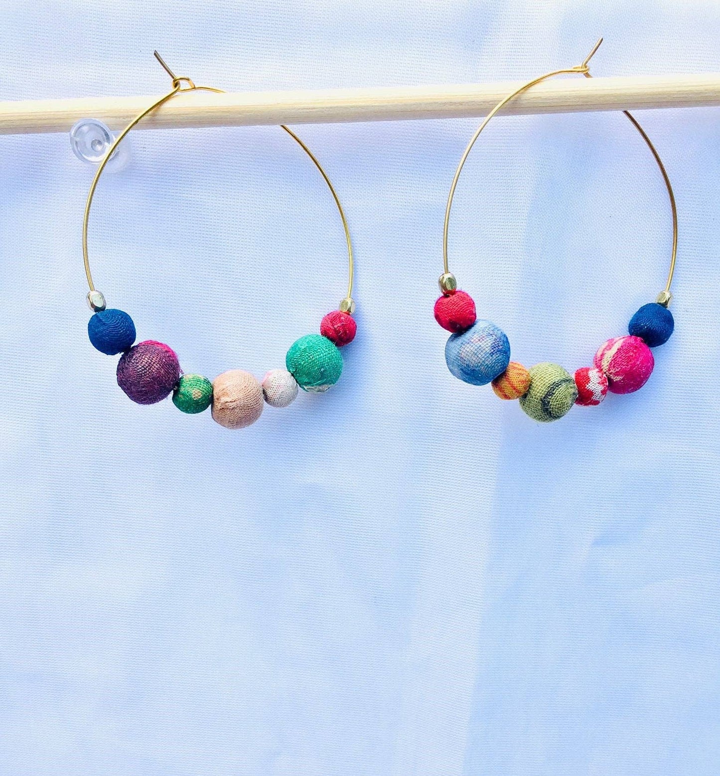 Sari Bead Simple Hoops