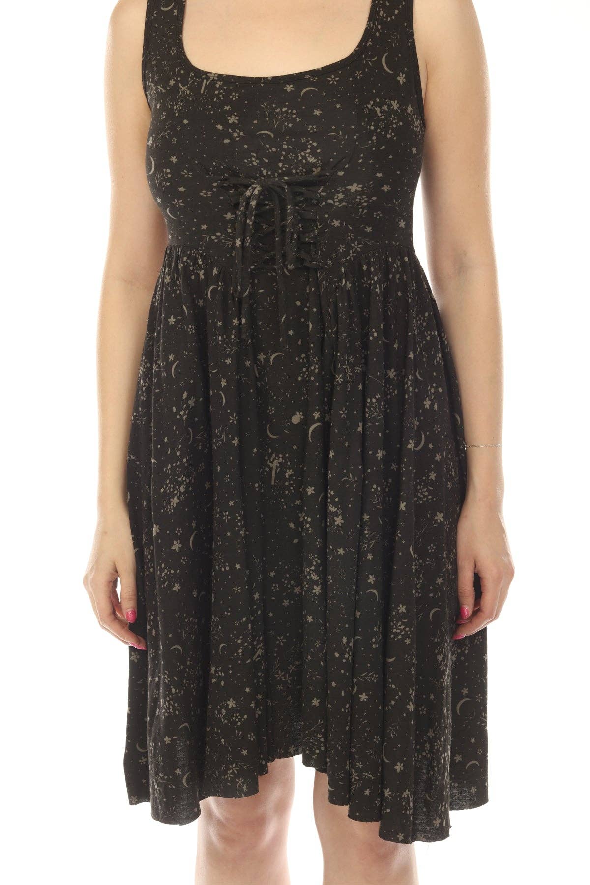 Celestial Corset Twirl Dress - Black