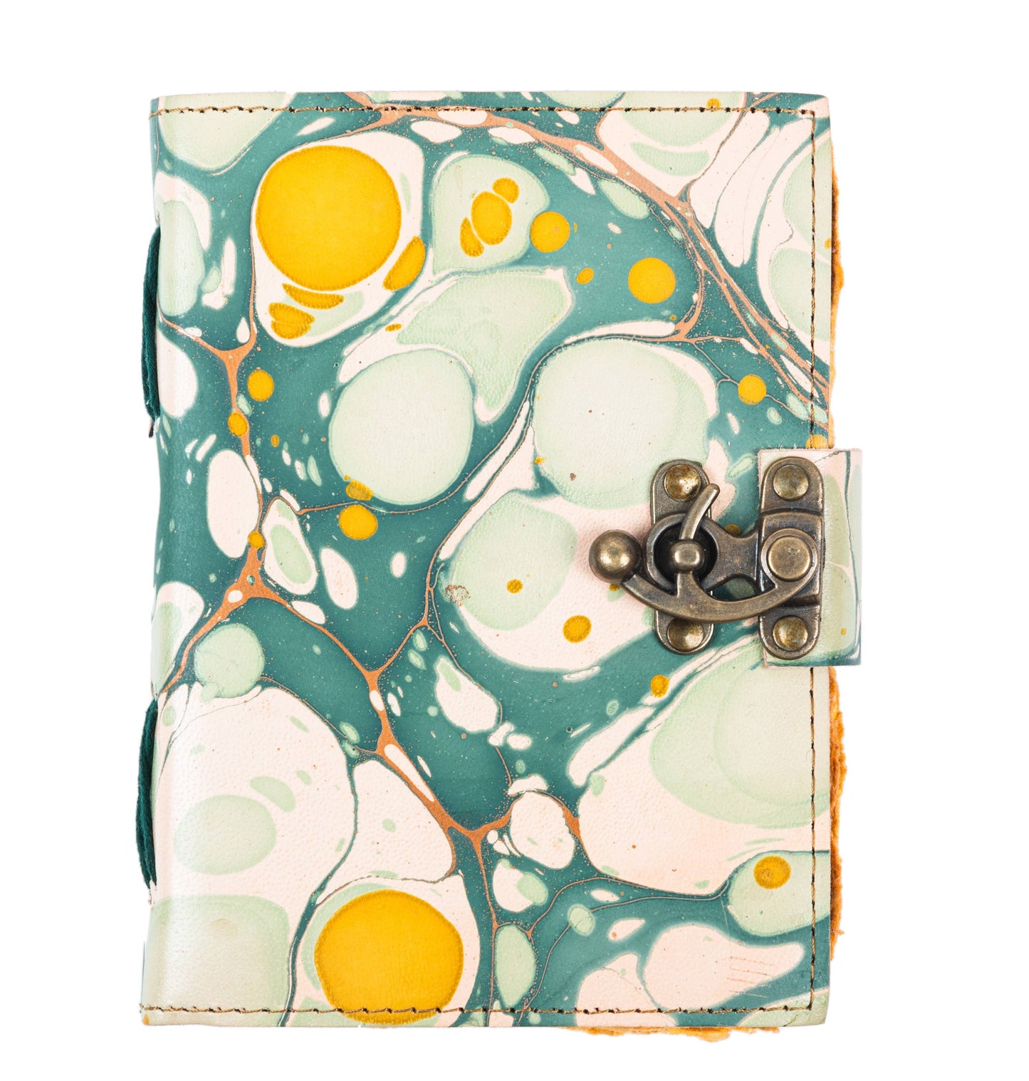 Vintage Leather Journal Notebook with Hand Marble Print