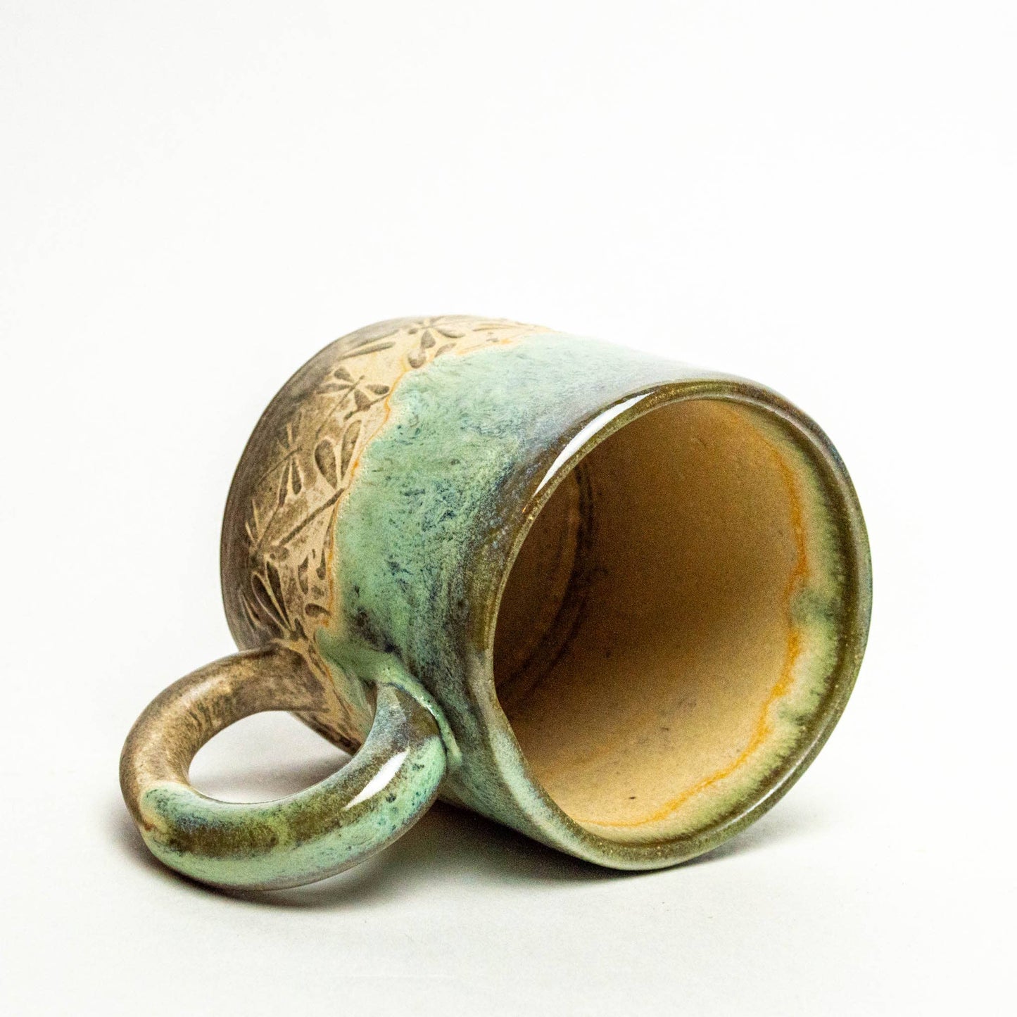 Green Dragonfly Pattern Handmade in Ohio Ceramic 10 oz Mug