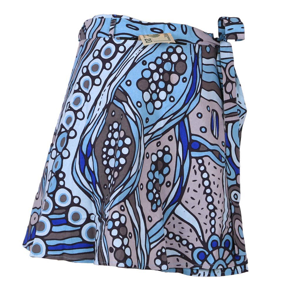 Twilight Daydream Short Wrap Skirt with Zip Pocket