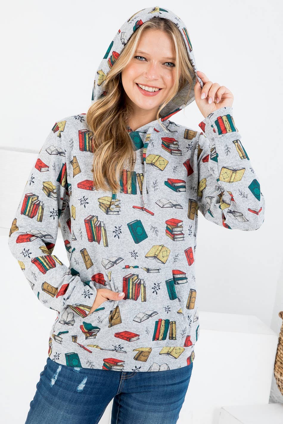 Books print Hoodie With Pocket