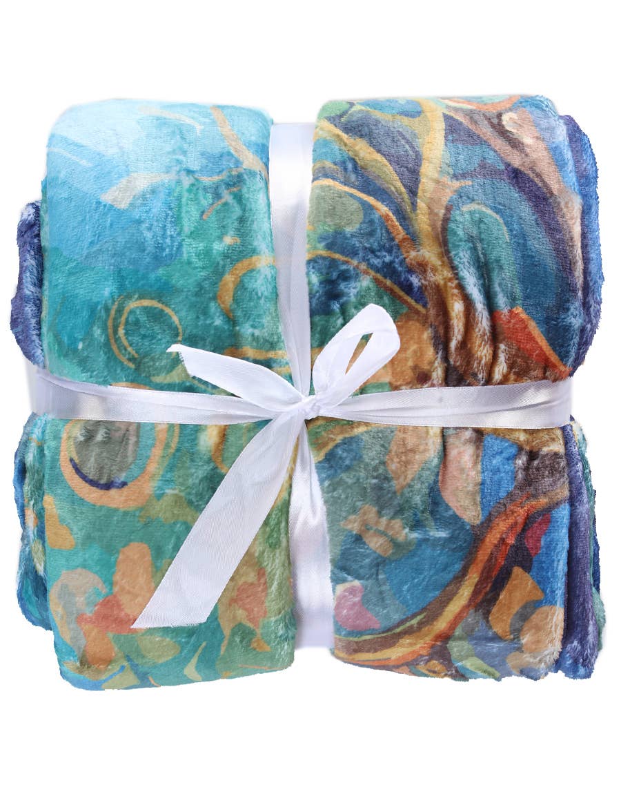 Flannel Fleece Hippie Boho Throw Blanket Tree of Life