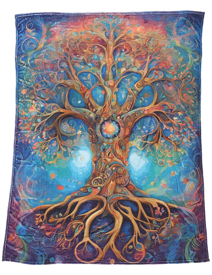 Flannel Fleece Hippie Boho Throw Blanket Tree of Life