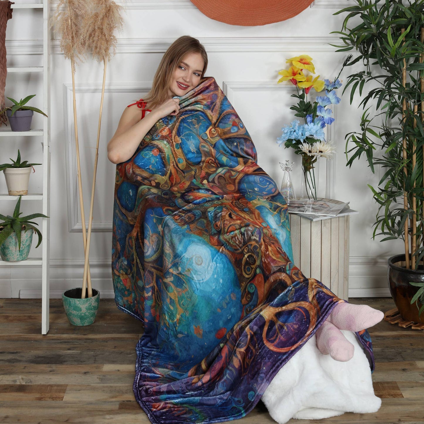 Flannel Fleece Hippie Boho Throw Blanket Tree of Life