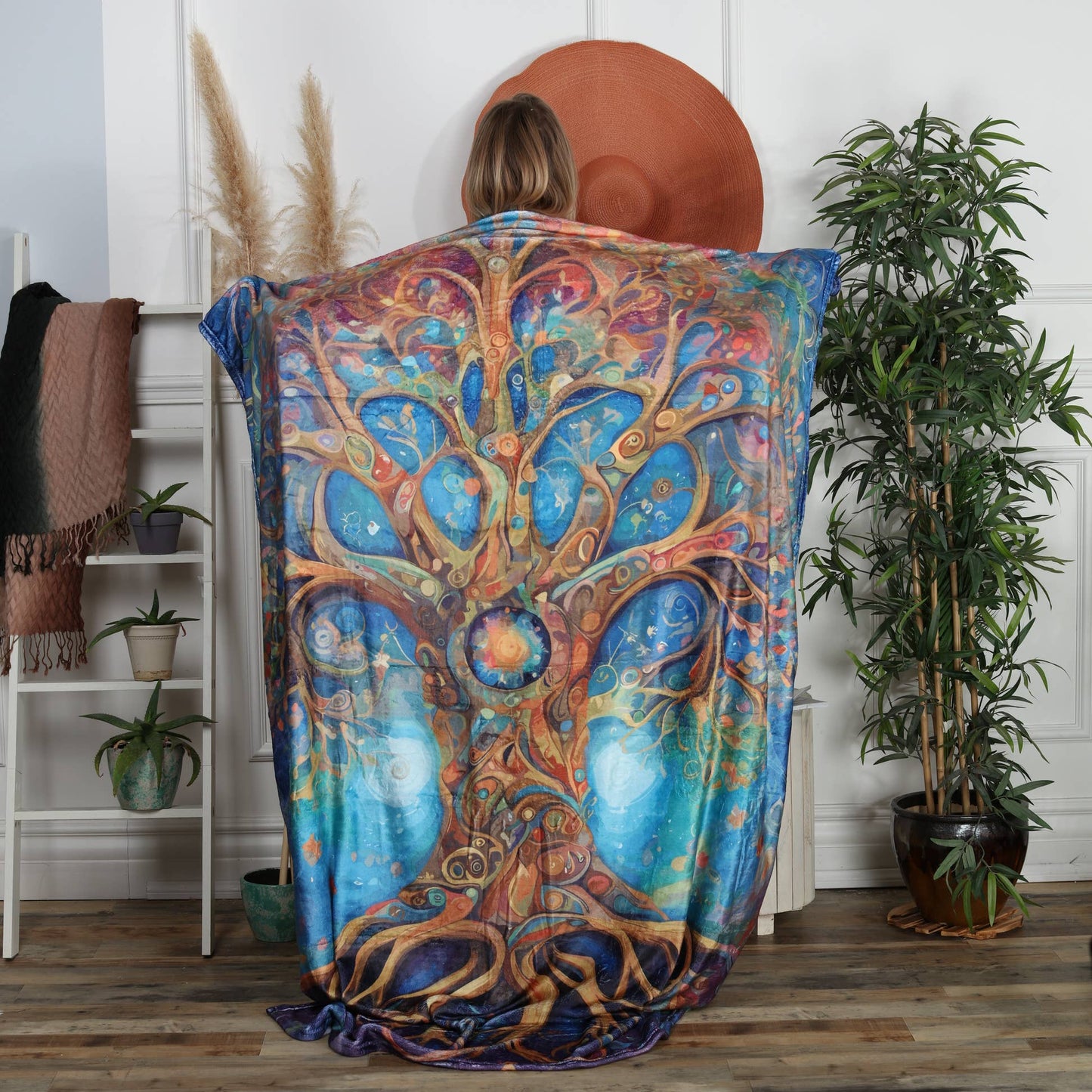 Flannel Fleece Hippie Boho Throw Blanket Tree of Life