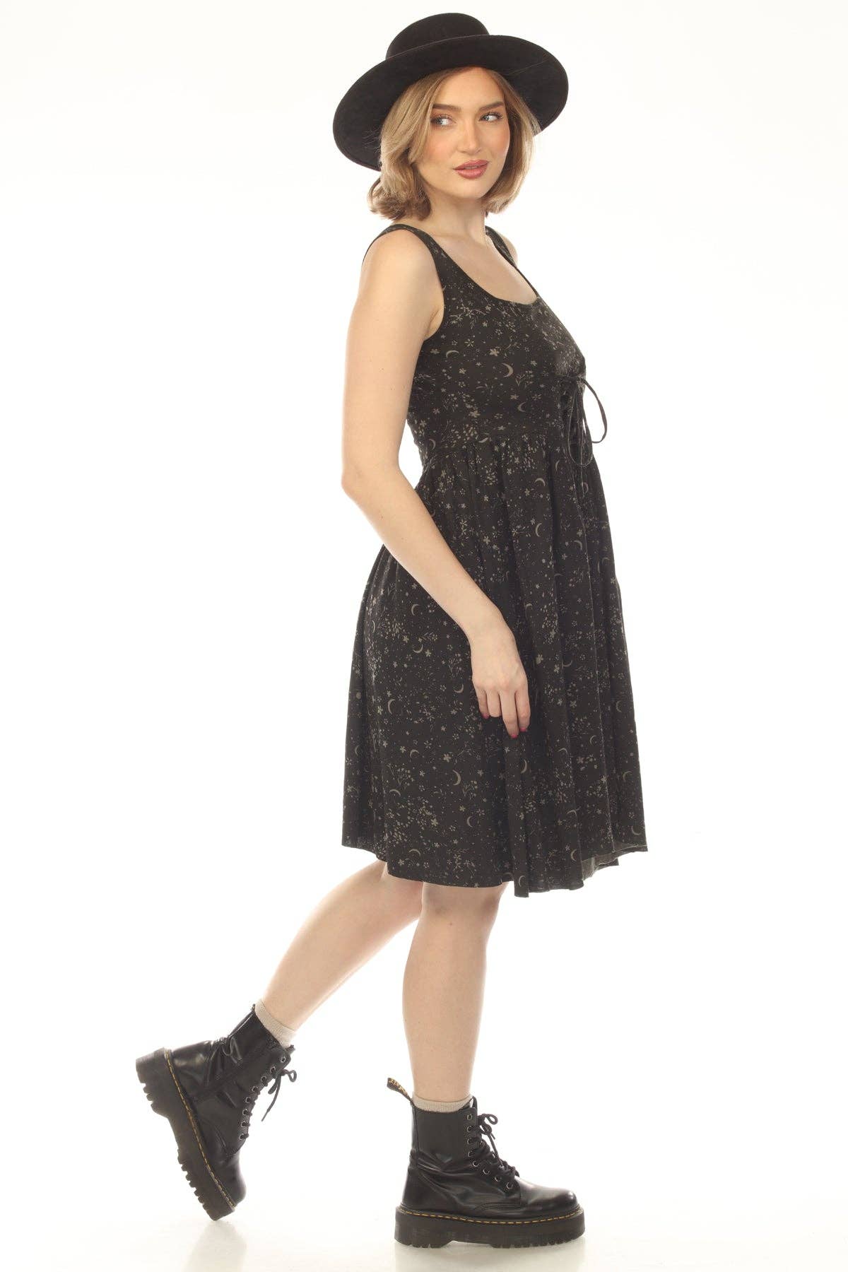 Celestial Corset Twirl Dress - Black