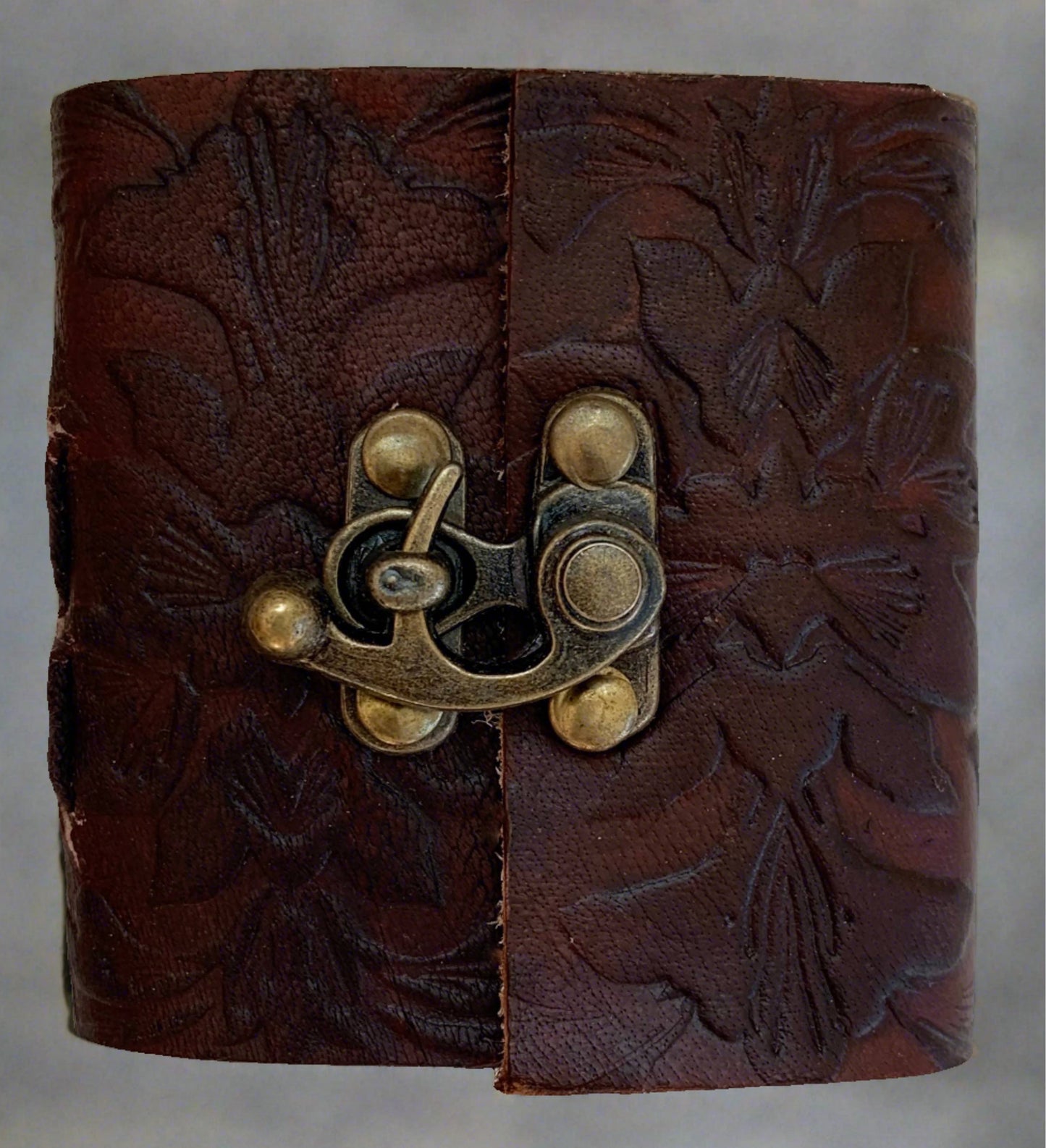 Brown Embossed mini journal ~ 3" x 3"