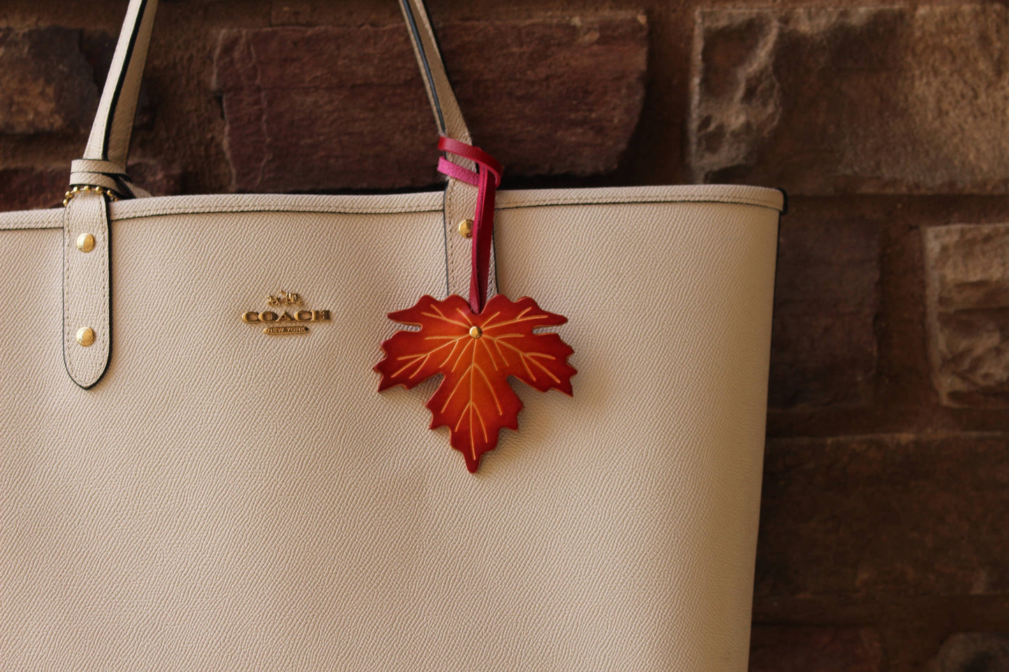Genuine Leather maple leaf Ornaments purse charm