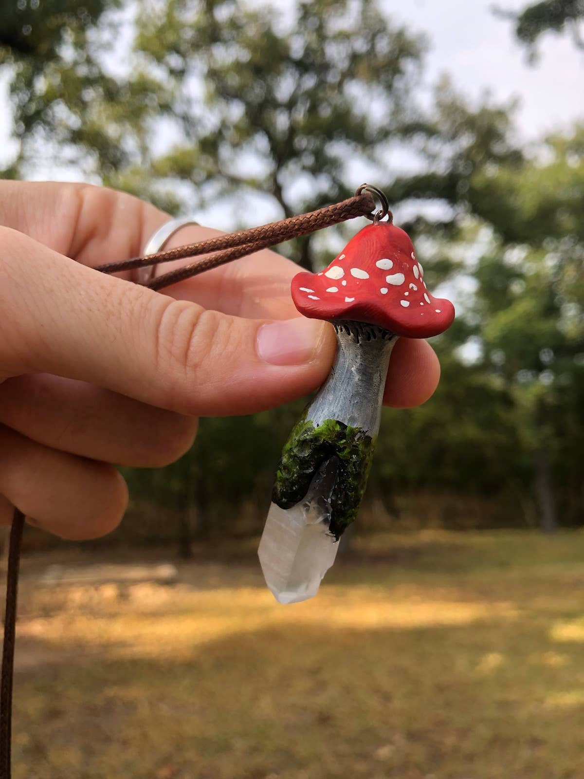 Deep Forest Amanita Mushroom Pendant