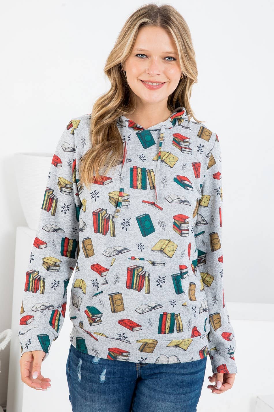 Books print Hoodie With Pocket