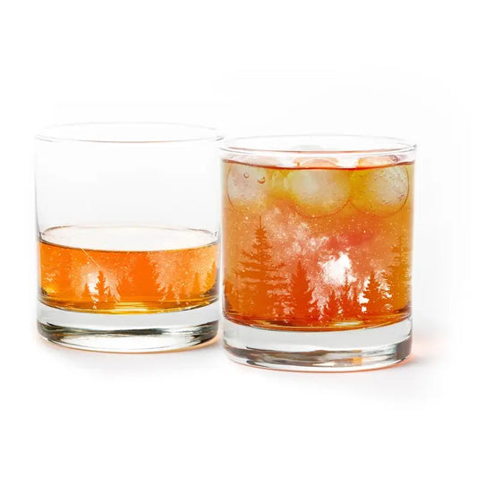 Stars and Night Landscape Whiskey Glasses