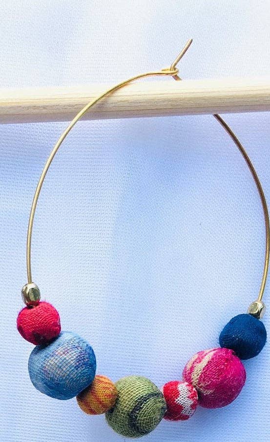 Sari Bead Simple Hoops