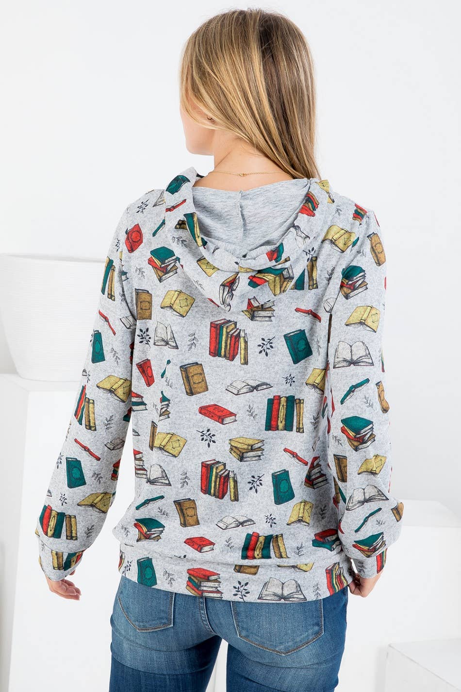 Books print Hoodie With Pocket