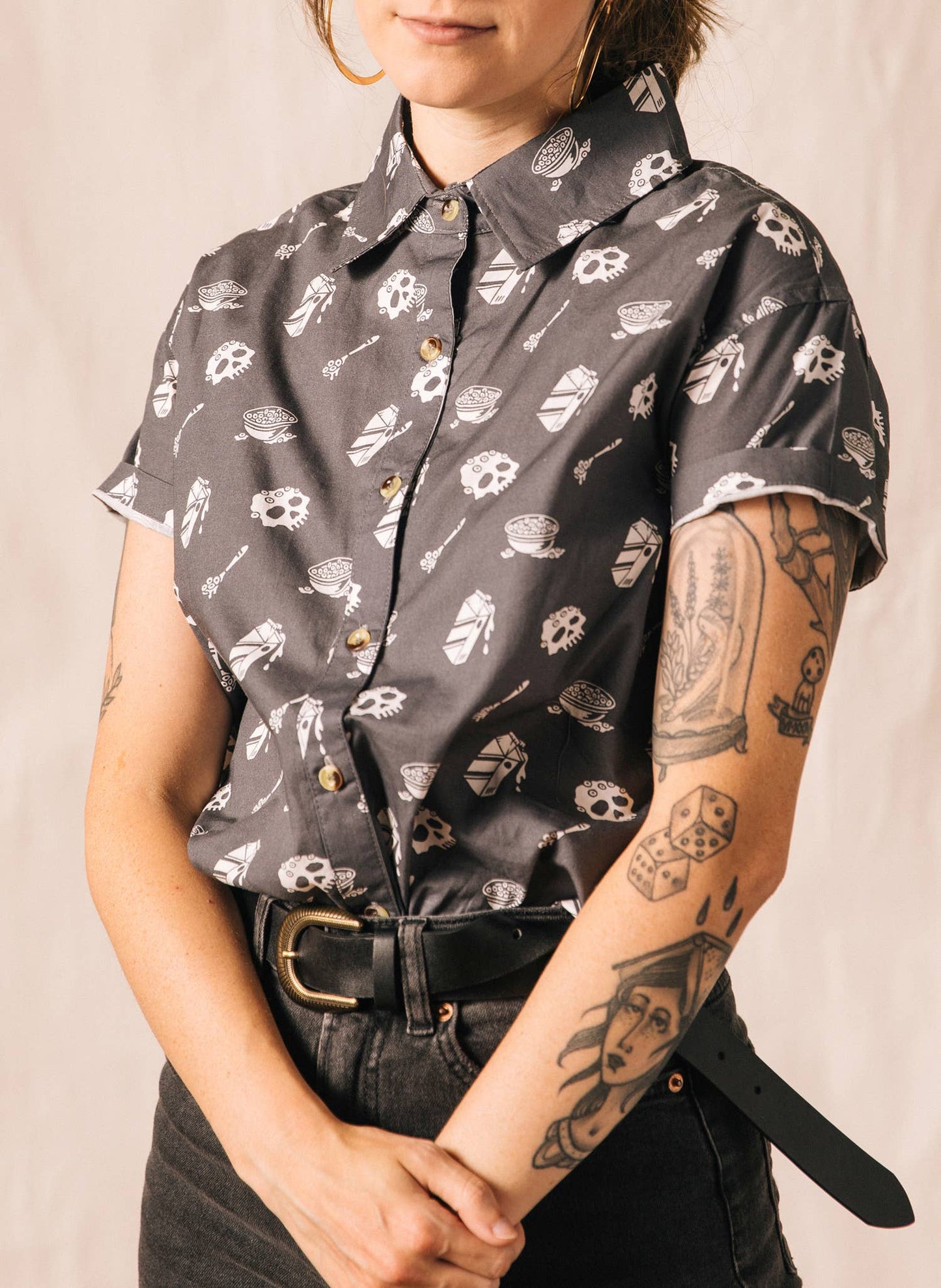 Cereal Killer Casual Button Down Shirt Men & Women