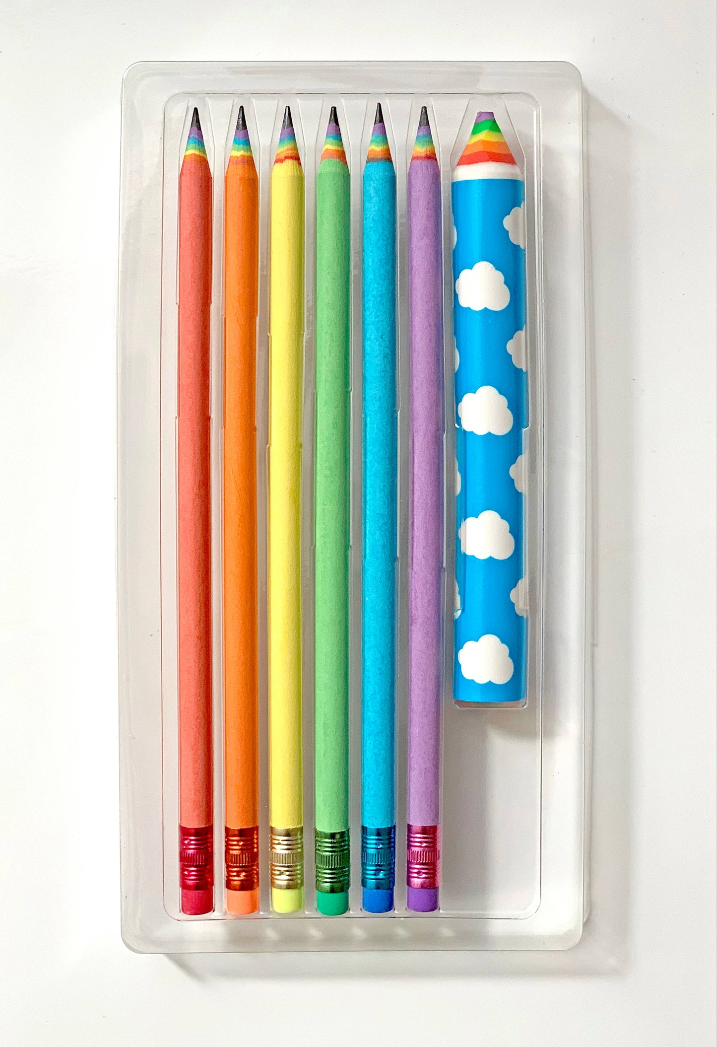 RECYCLED RAINBOW PENCIL & ERASER SET