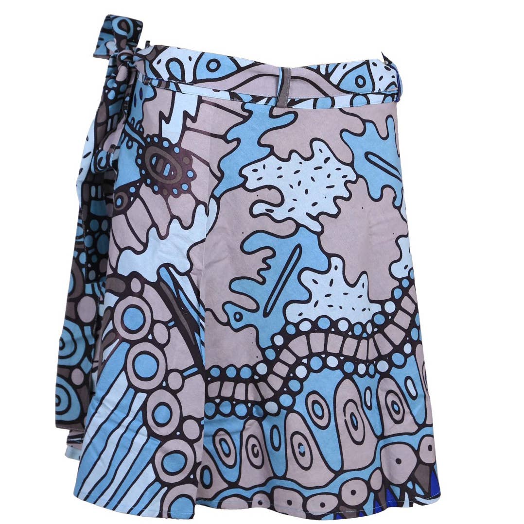 Twilight Daydream Short Wrap Skirt with Zip Pocket