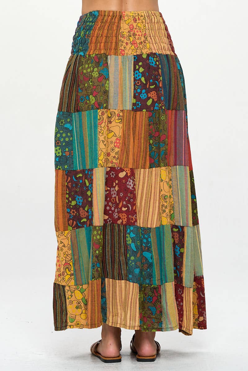 Womens Clothing - Smocked  Patchwork Skirt/ Dress