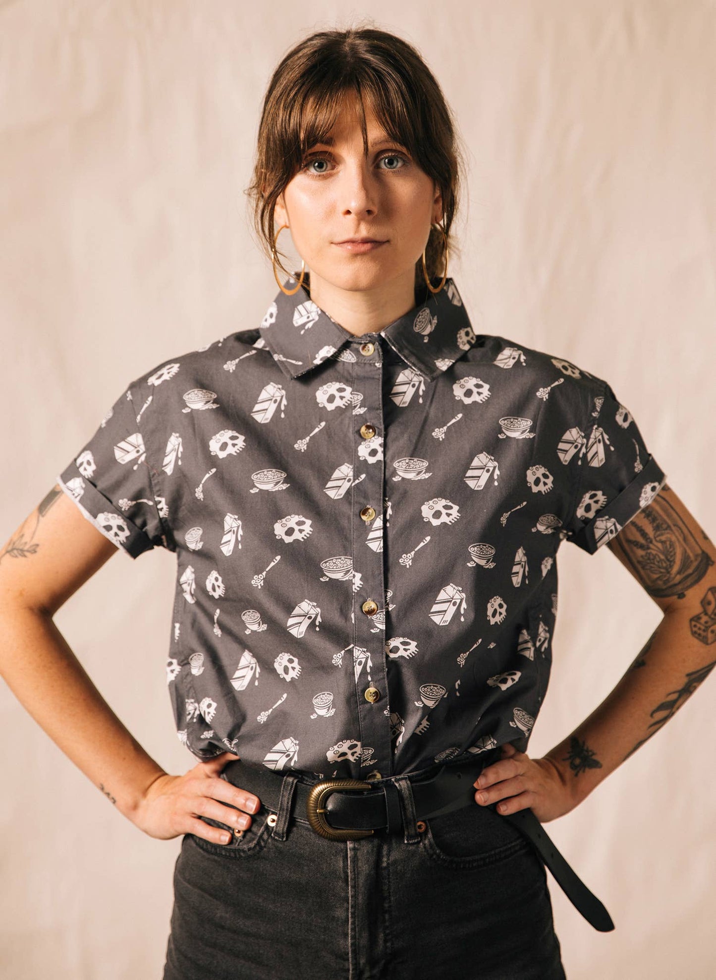 Cereal Killer Casual Button Down Shirt Men & Women