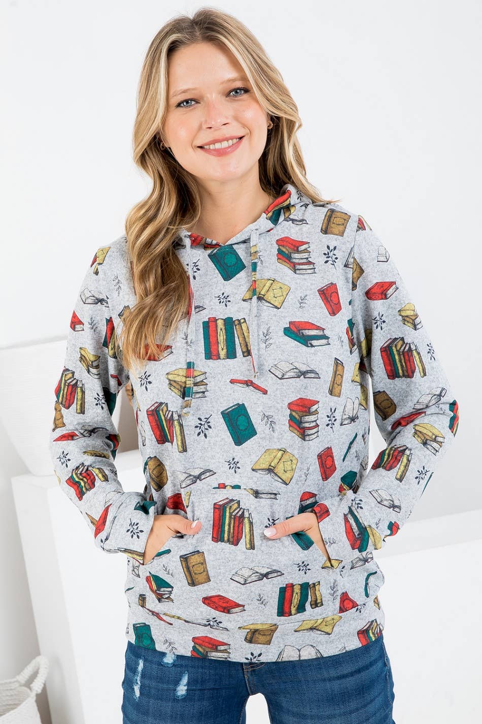 Books print Hoodie With Pocket